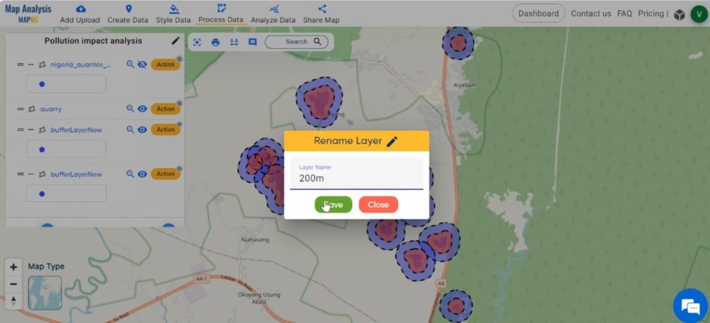 Rename buffer layers- Create Map for Pollution impact analysis