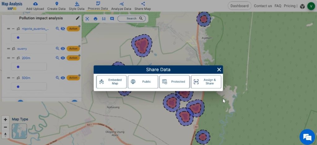 Share map-Create Map for Pollution impact analysis