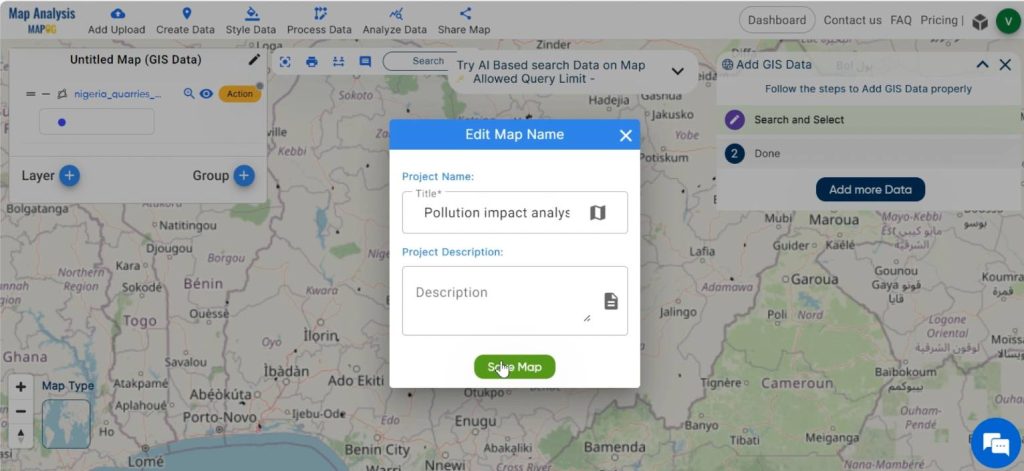 Save map-Create Map for Pollution impact analysis