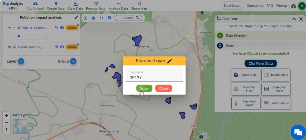 Rename clipped layer- Create Map for Pollution impact analysis