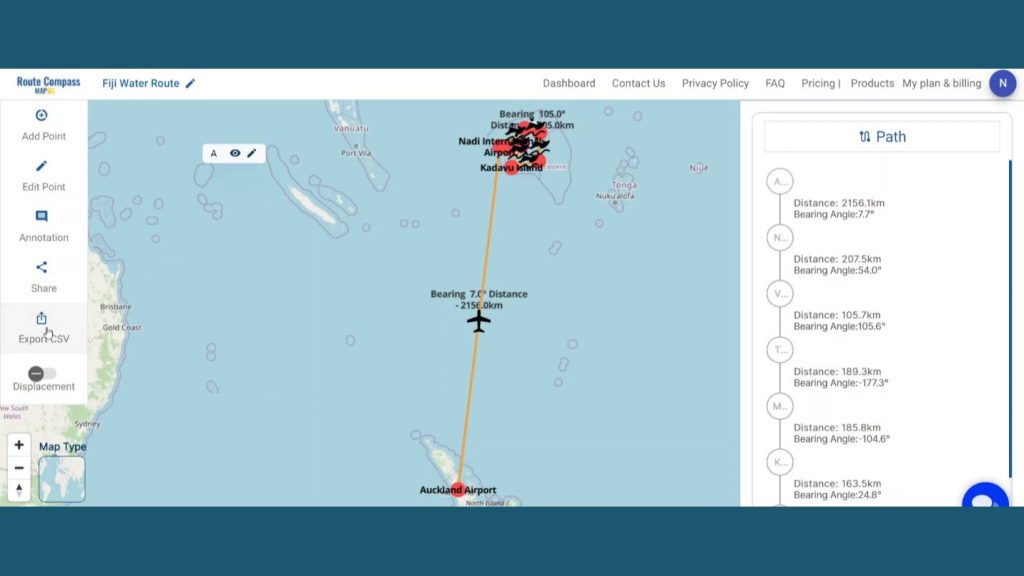 Use route compass to plan effective water navigation routes.
