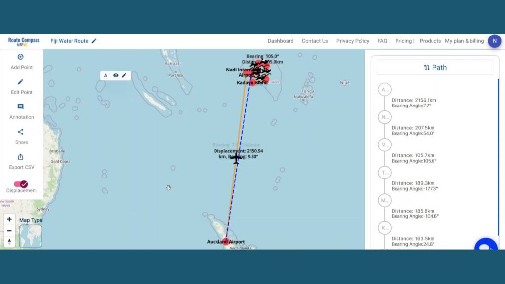 Use route compass to plan effective water navigation routes.
