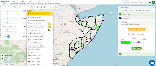 School Map Area Coverage Through Buffer Analysis