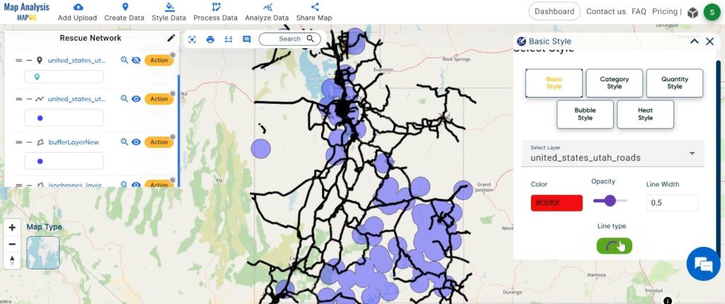 Creating Mountain Disaster Rescue Network: A GIS Approach: Colour and width