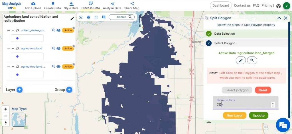 Split polygon- Mapping for Equitable Agricultural Land Redistribution