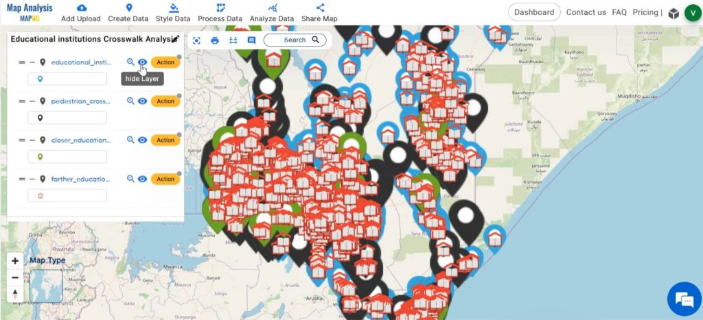 Hide the educational institution layer from the map