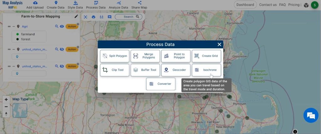 Farm-to-Store Mapping: Smart Farming with GIS Analysis: Isochrones