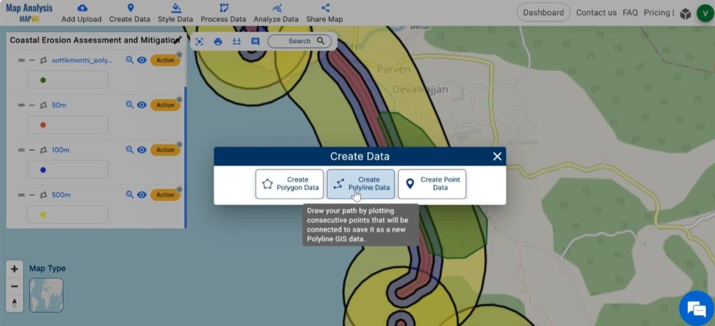 Select create polyline layer