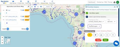 set the layers for proximity analysis