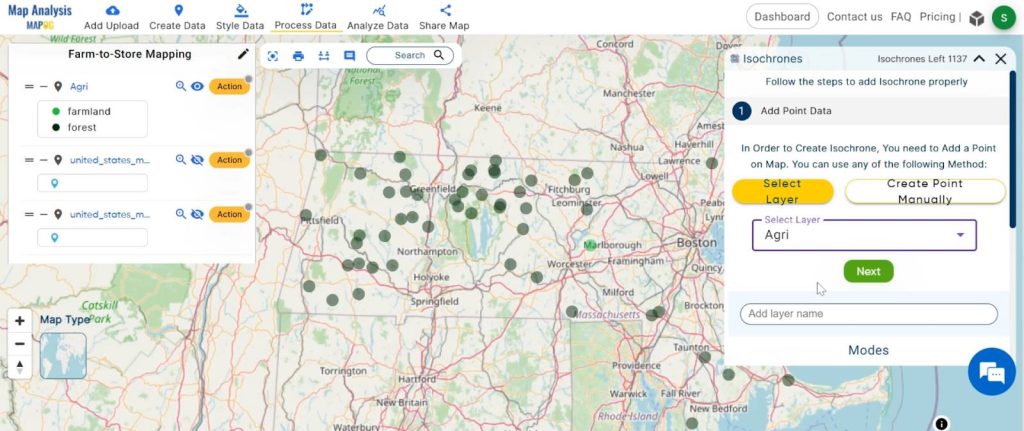 Farm-to-Store Mapping: Smart Farming with GIS Analysis; Select the layer 