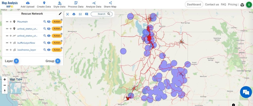 Creating Mountain Disaster Rescue Network: A GIS Approach: Final result