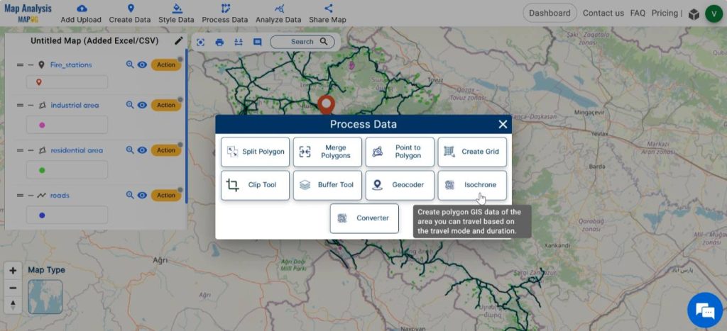 Open isochrone tool for Fire station site evaluation