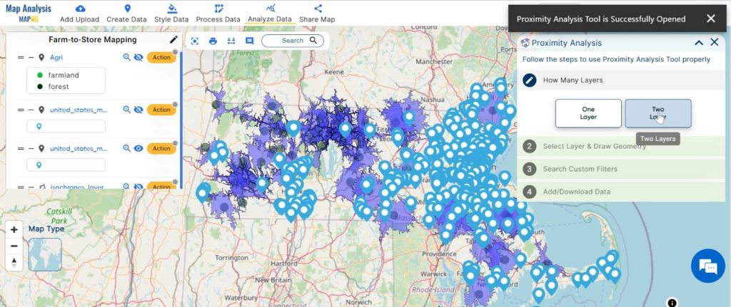 Farm-to-Store Mapping: Smart Farming with GIS Analysis: Proximity Analysis