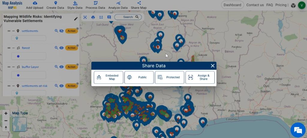 Share map created for identifying vulnerable settlements