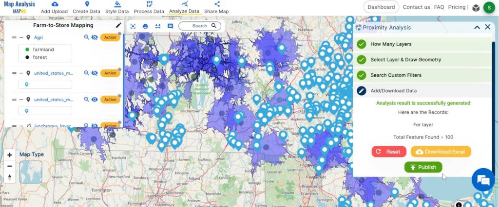 Farm-to-Store Mapping: Smart Farming with GIS Analysis: Get Result