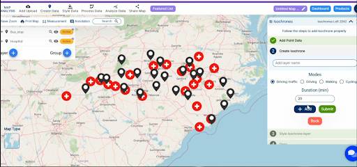 Creating Connectivity: A Spatial Analysis of Urban Accessibility : Isochrone Creation