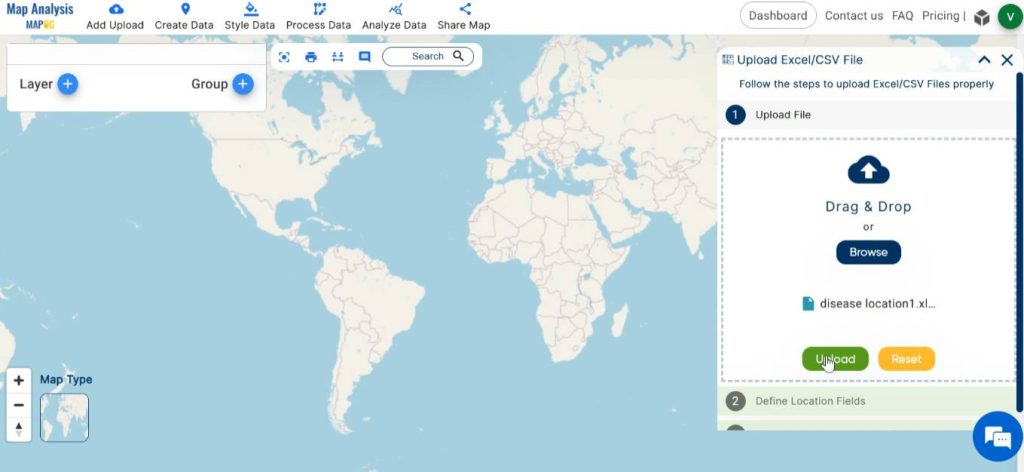 upload files for Mapping disease outbreaks