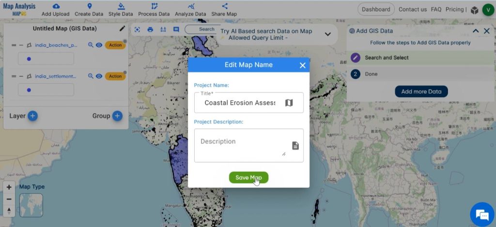 Save map of Coastal Erosion Assessment and Mitigation