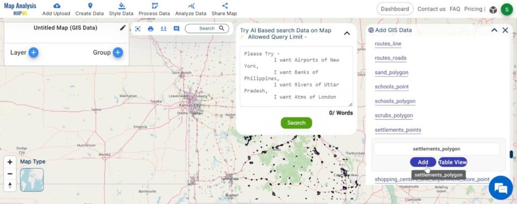 Creating Energy Maps: Unpowered Settlements: Add the Layers