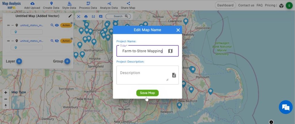 Farm-to-Store Mapping: Smart Farming with GIS Analysis: Name the untitled map