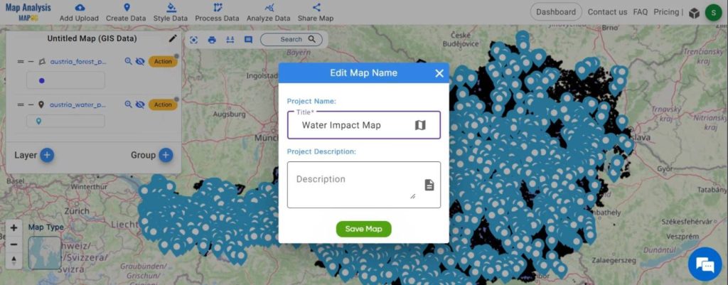 Creating Water Impact Maps for Forestry Management: Name the untitled map
