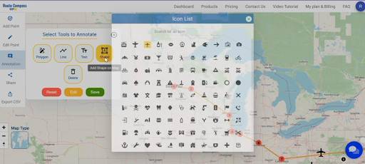 Creating Cross-Country Routes by Distance and Bearing Angle: Add Icons