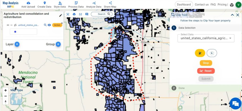 Clip layer- Mapping for Equitable Agricultural Land Redistribution