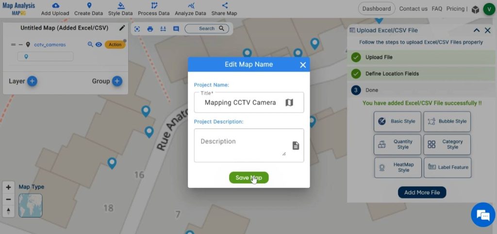 Save map of CCTV Camera for Crime Tracking