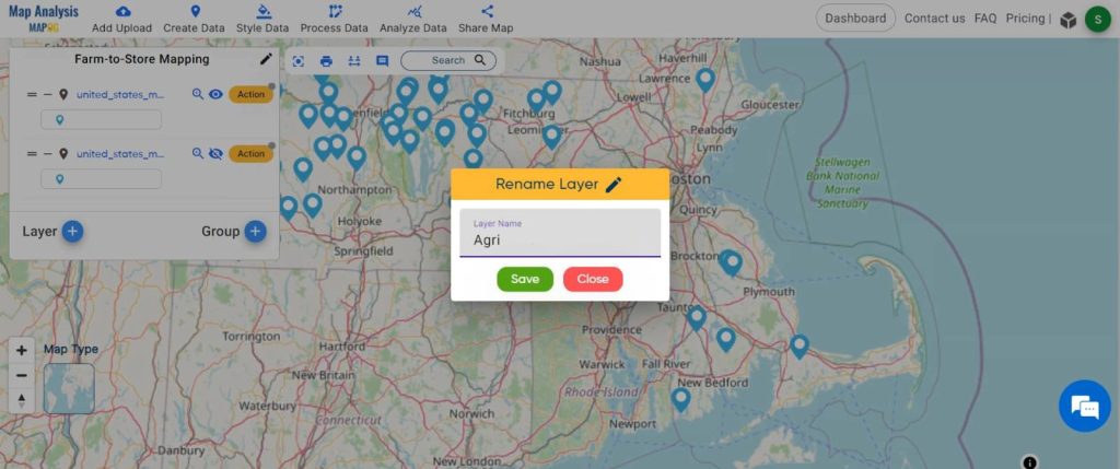 Farm-to-Store Mapping: Smart Farming with GIS Analysis: Rename the layer