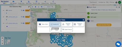 Create Map for Smart Site Selection with GIS: Real Estate: Bubble Style.