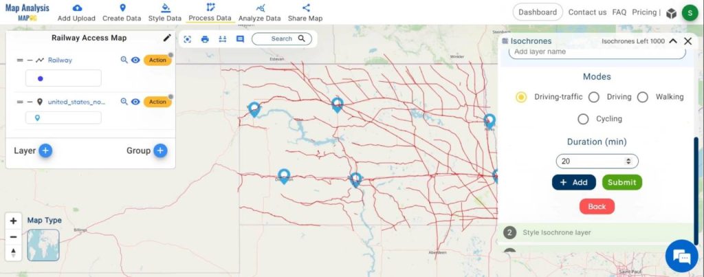 Creating Railway Access Maps: A GIS Approach: Set the duration