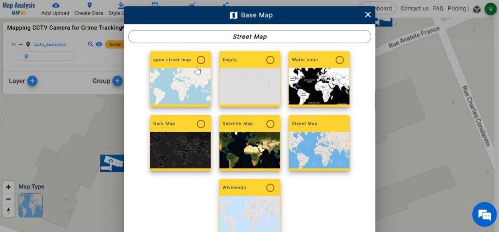 Select Base map for Crime Tracking