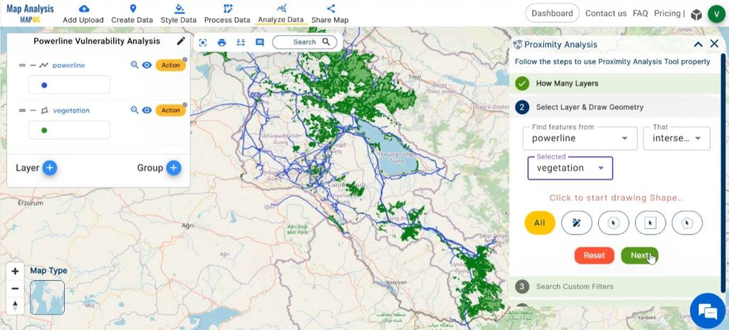 Select layers in proximity analysis tool