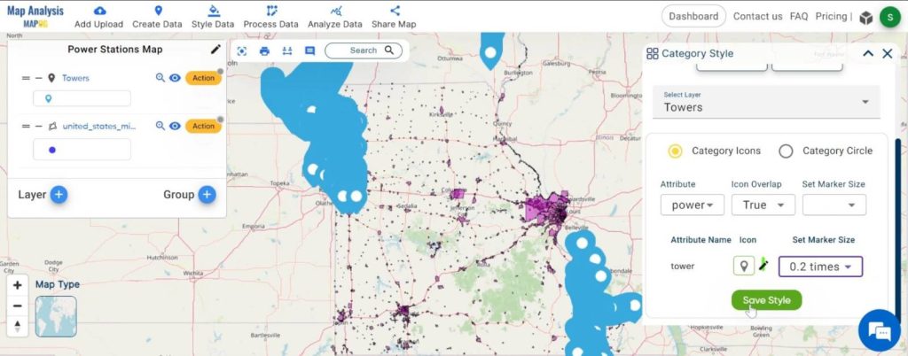 Creating Energy Maps: Unpowered Settlements: Select the layer and change the icon.