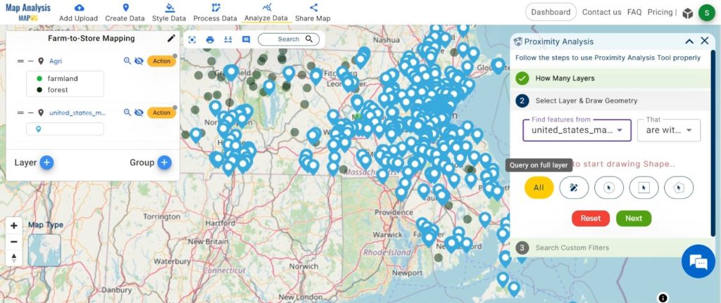 Farm-to-Store Mapping: Smart Farming with GIS Analysis: Choose the layers