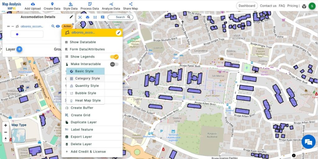  Map for Revealing Accommodation Types-Category style