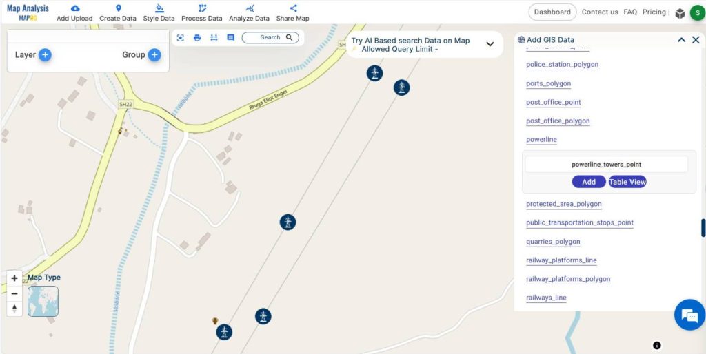 Charging station-- adding powerline tower data