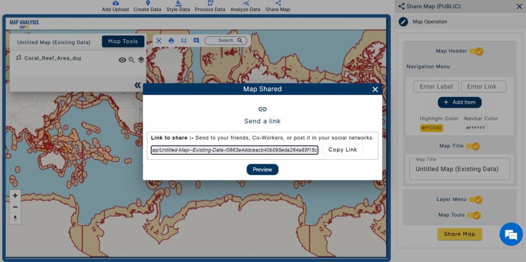 Create reef mapping-- Share data