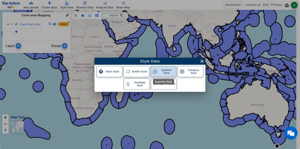 Create reef mapping-Quantity style option