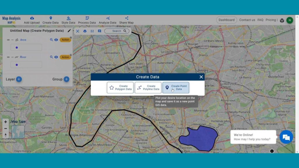 Create Point, Line, Polygon on map