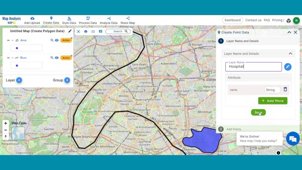 Create Point, Line, Polygon on map