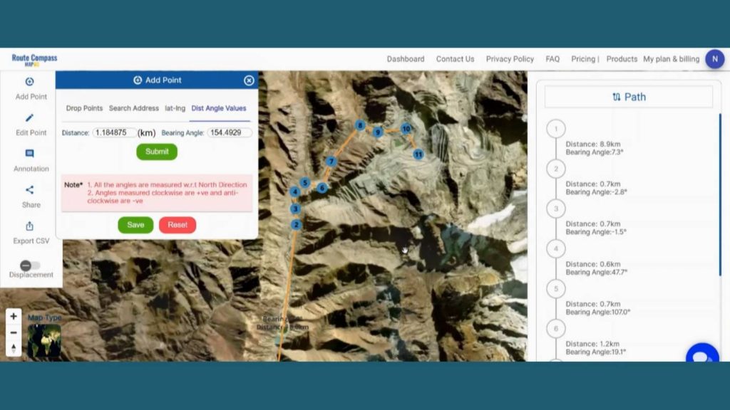 Using Route Compass to Navigate Safe Mining Area
