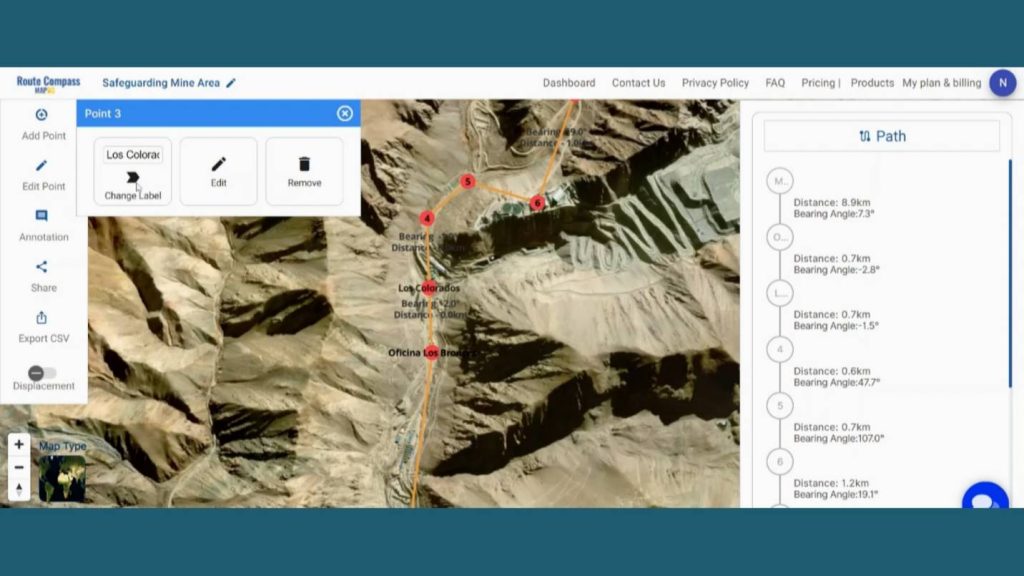 Using Route Compass to Navigate Safe Mining Area
