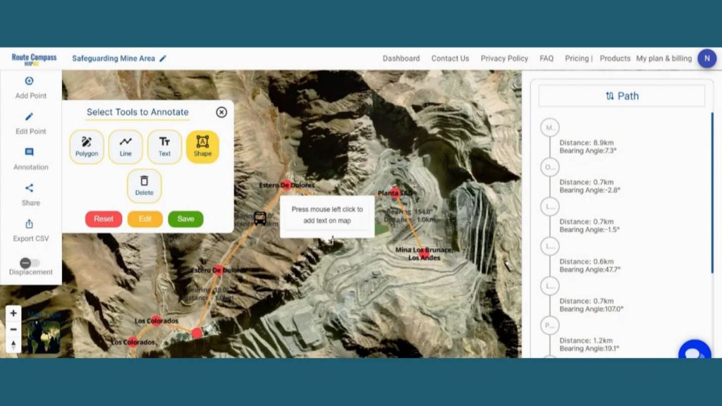 Navigating Mining Area Safety with Route Compass