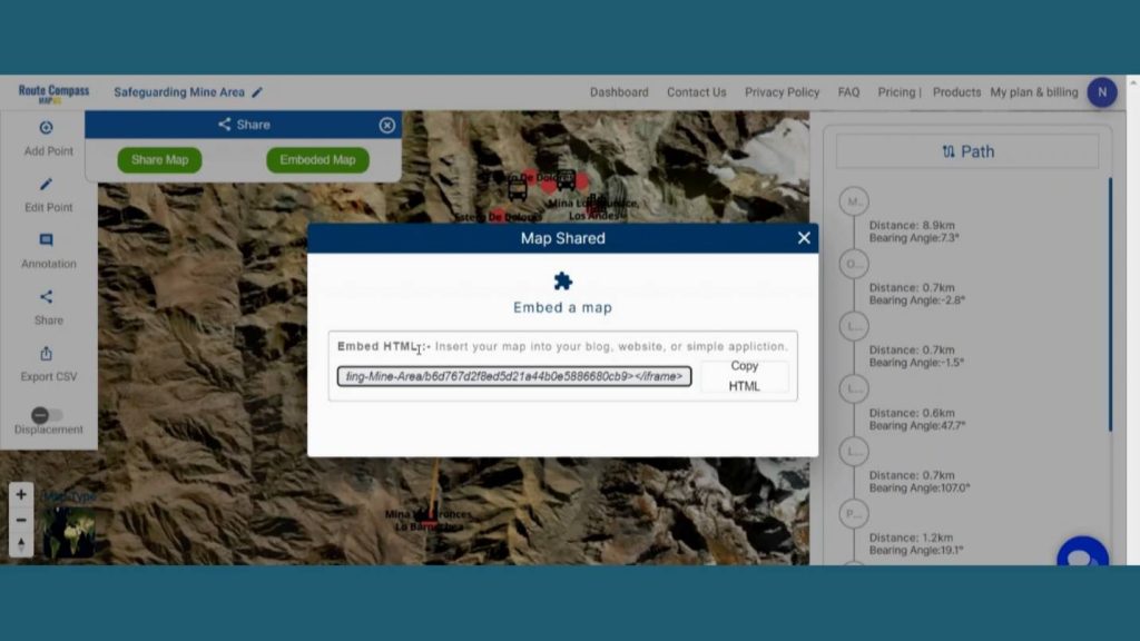 Using Route Compass to Navigate Safe Mining Area
