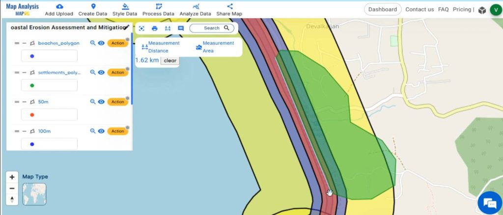 Final output map of Coastal Erosion Assessment and Mitigation