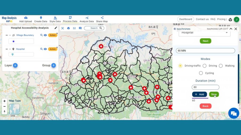 Hospital Accessibility Analysis with MAPOG