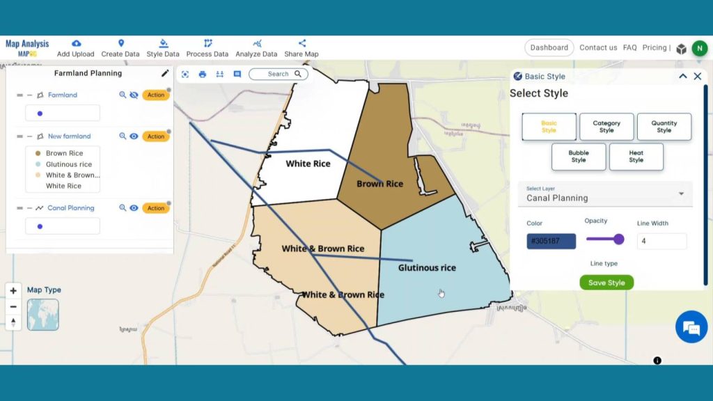 Add basic style in Canal planning - Precision Farming Planning