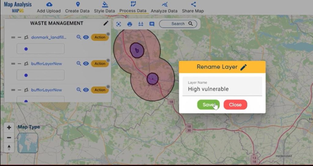 Mapping Recycle Centres Near Landfill