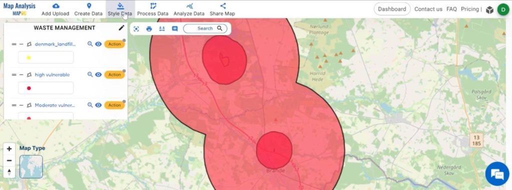 Mapping Recycle Centres Near Landfill